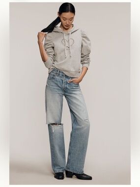 Maeve Puff Sleeve Grommet Heart Sweatshirt